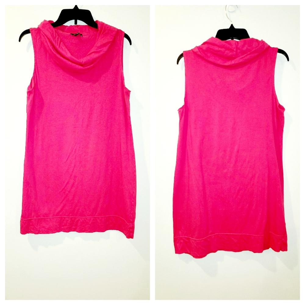 EXPRESS Pink Cowl Neck Mini Dress 100% Cotton sz Large